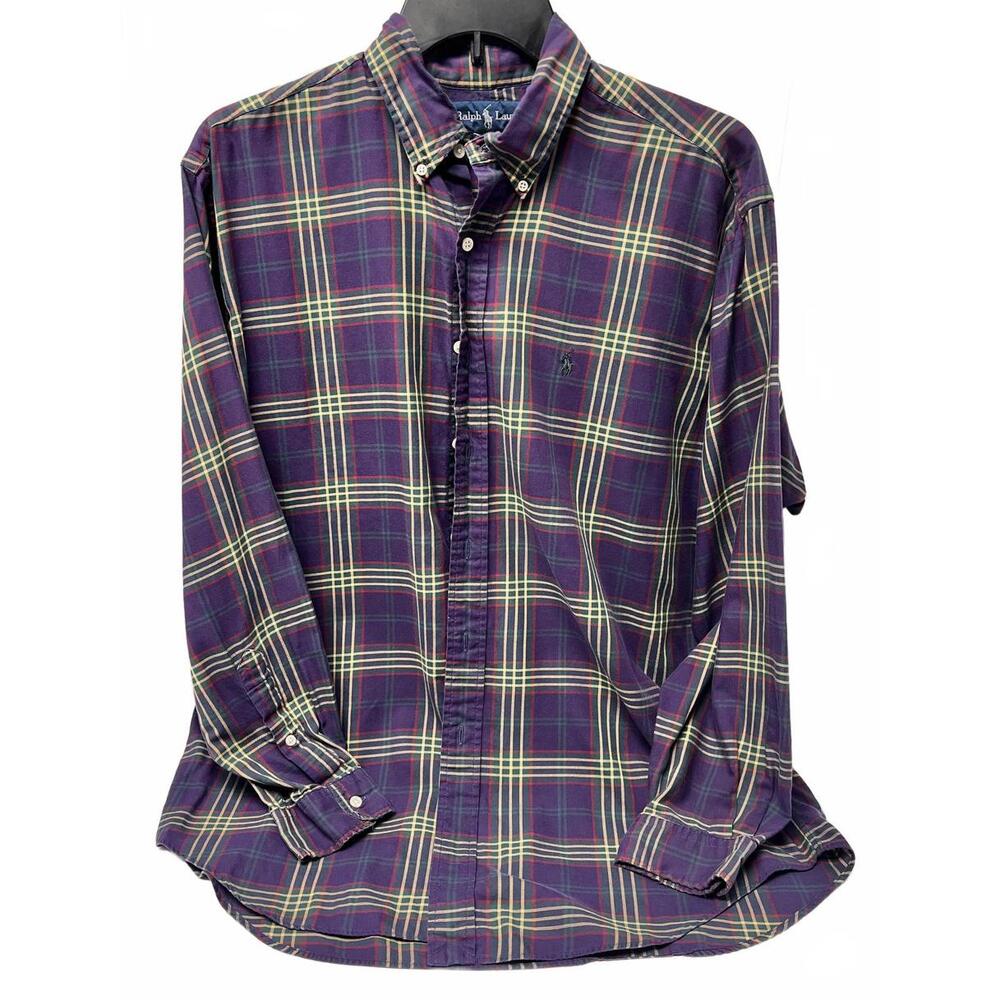 Ralph Lauren Men's Blake Plaid Shirt Mens - Purple & Green- Size L